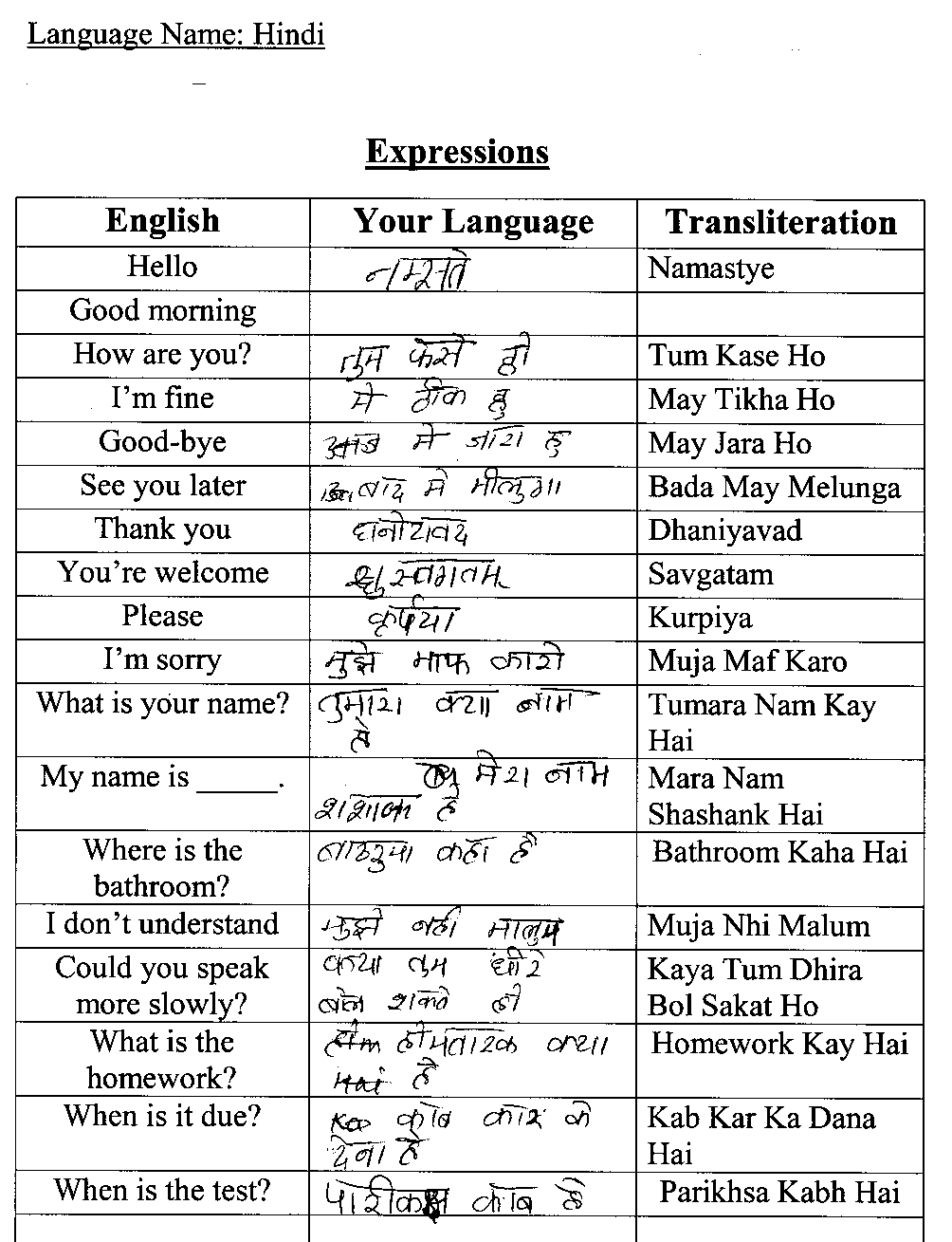 Language Sample